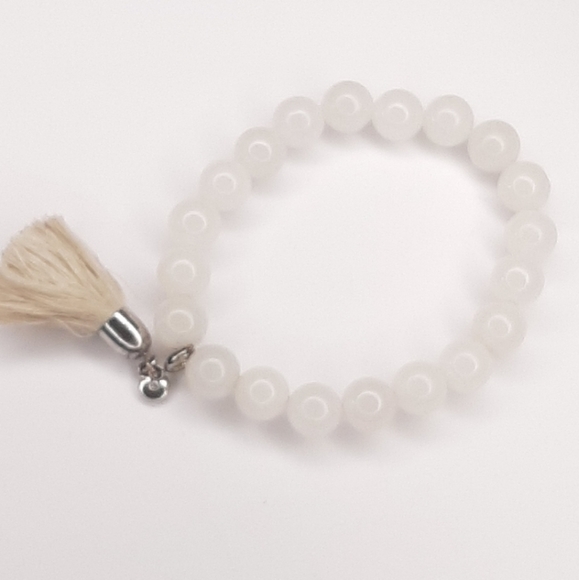 Beautiful white quartz RMN tassel bracelet 8" - Picture 1 of 3